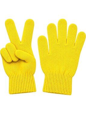 Yellow Gloves Costume Minimalist Winter Knit Gloves for Men Women